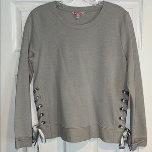 Juicy Couture Lace-Up Sweatshirt, Heather Gray, Size XS